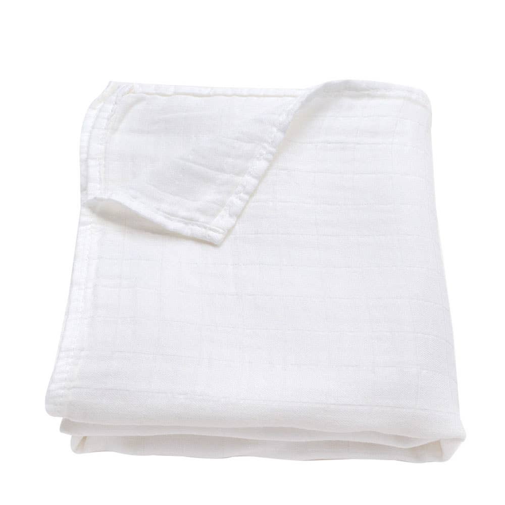 Ali+Oli - Bamboo Muslin Swaddle Blanket (Pure White)