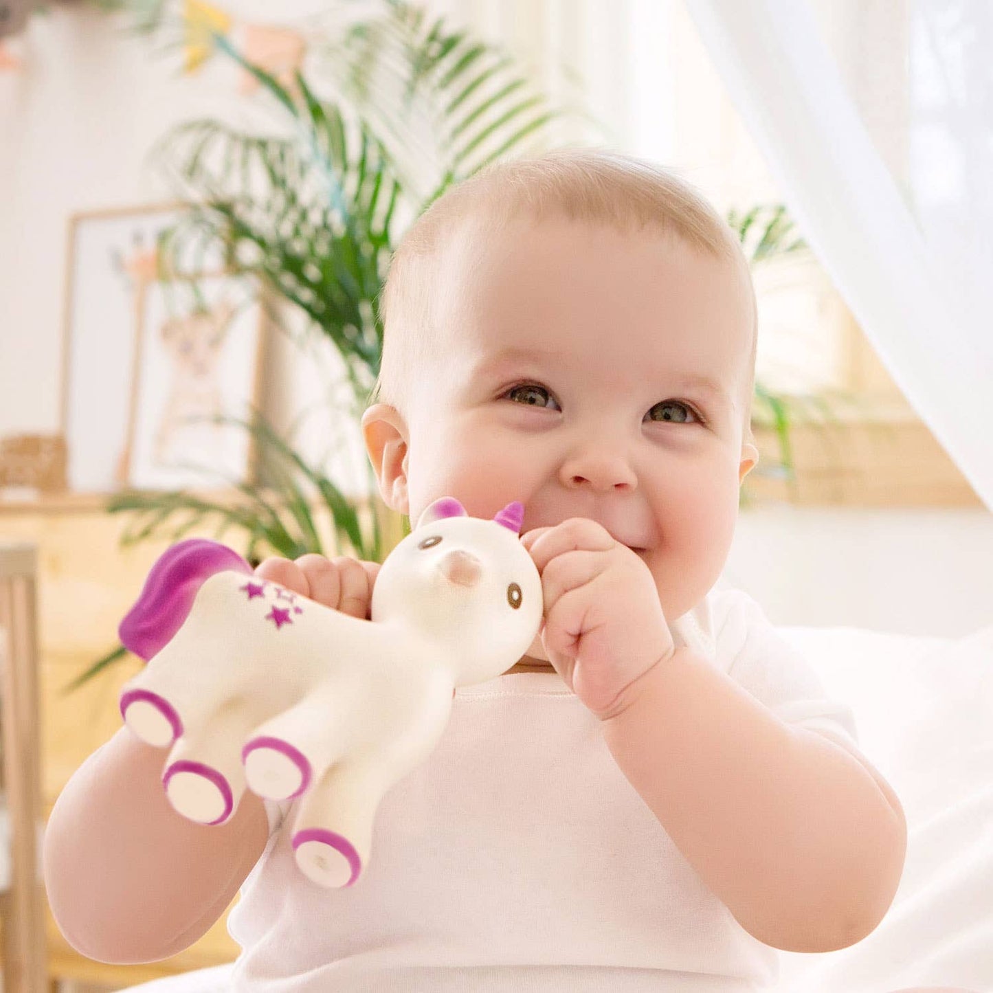 Natural Rubber Teether Unicorn, Non-Toxic, Mold-free Design
