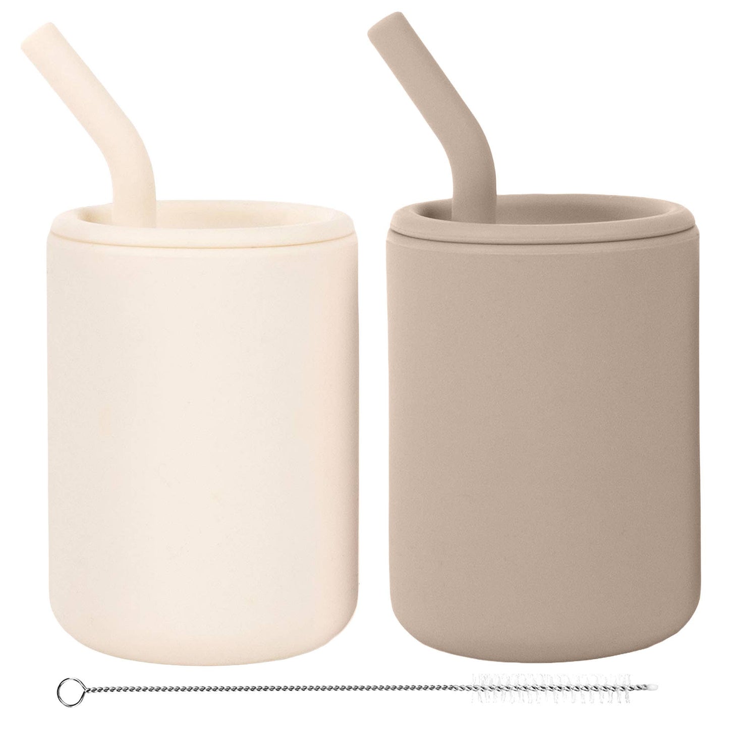 WeeSprout - Silicone Toddler Straw Cups – 4 oz, Set of 2
