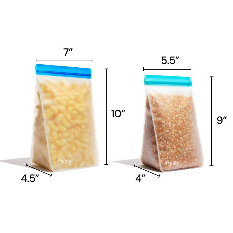 Reusable Stand-Up Snack and Chip Pantry Bags- 2 Piece Sets