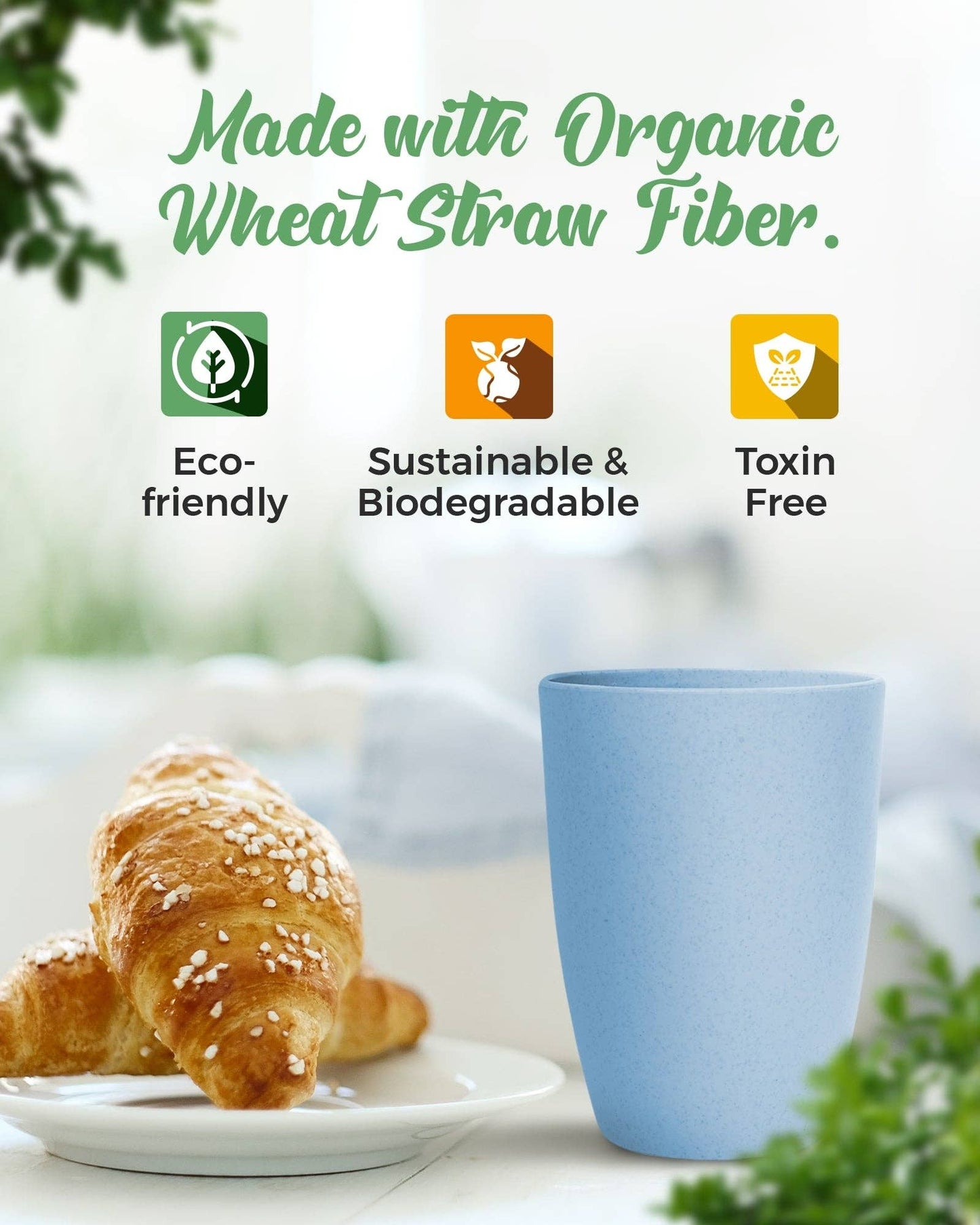Greendish - Eco-Friendly Wheat Straw Drinking Cups Sets Lightweight