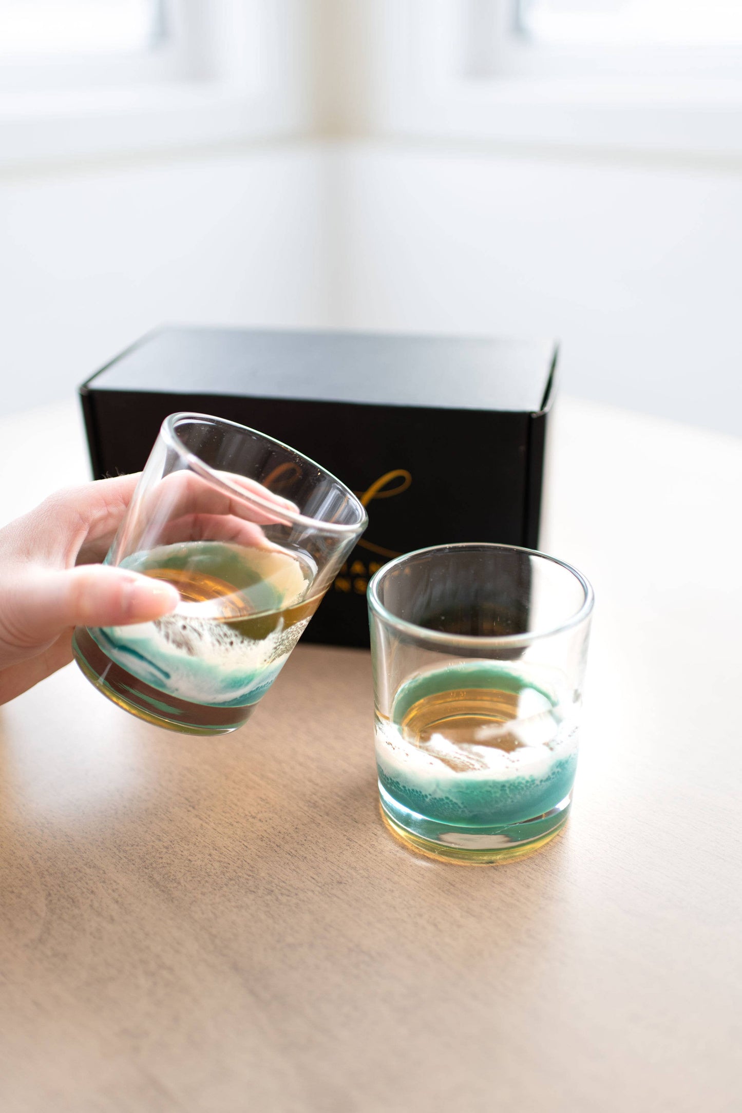 Resin Accented Whisky Glasses-Price is per glass -NO TARIFFS