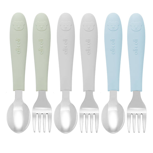 Ali+Oli - Ali+Oli (6pc) Toddler Utensils Set - Stainless Steel (Bears)
