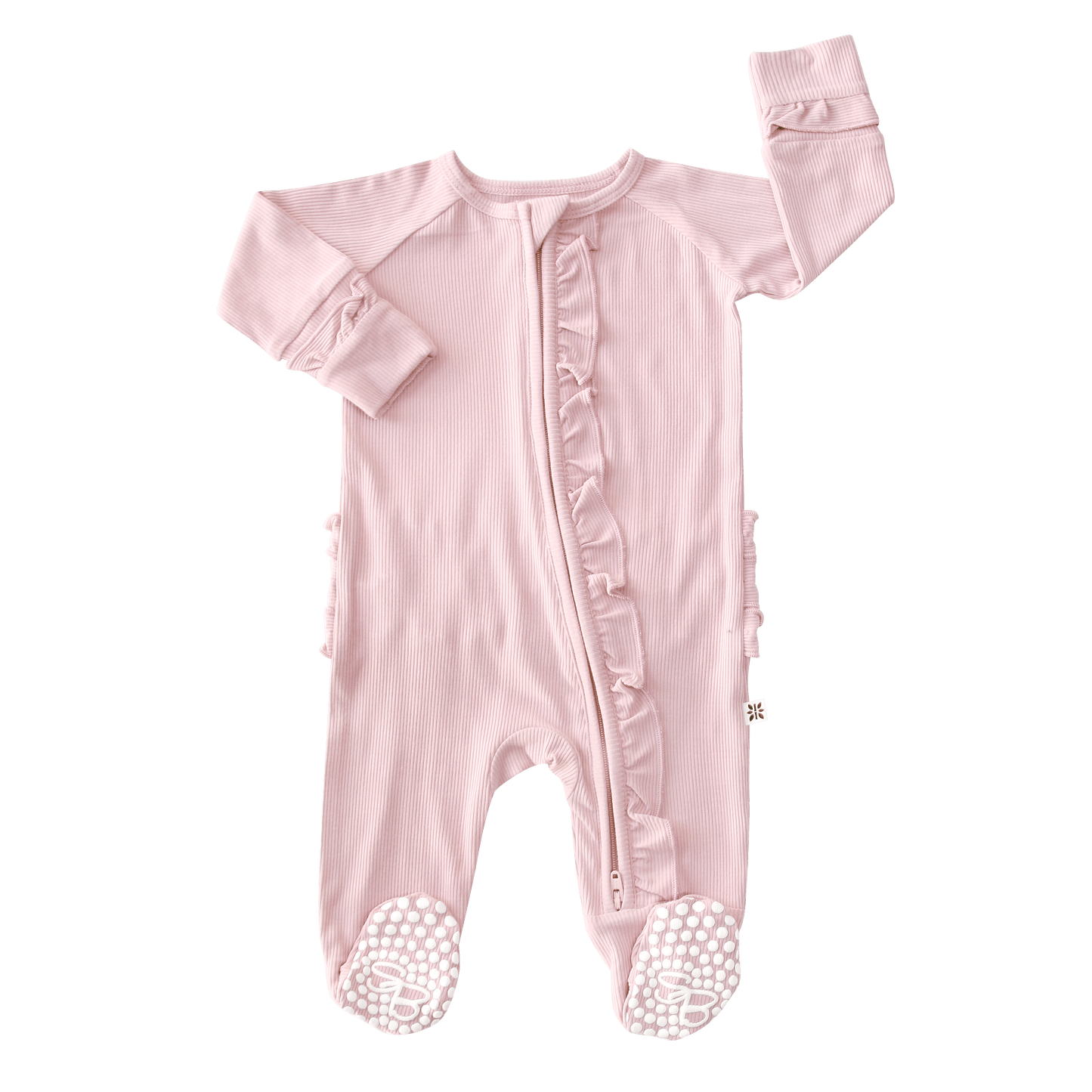 Ruffle Footie Perfect Pink Rib