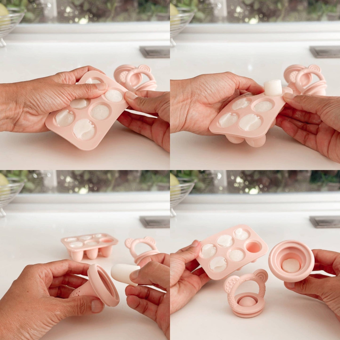 Ali+Oli - Food & Fruit Pacifier Feeder & Freezer Tray (Pink-White) 3pc