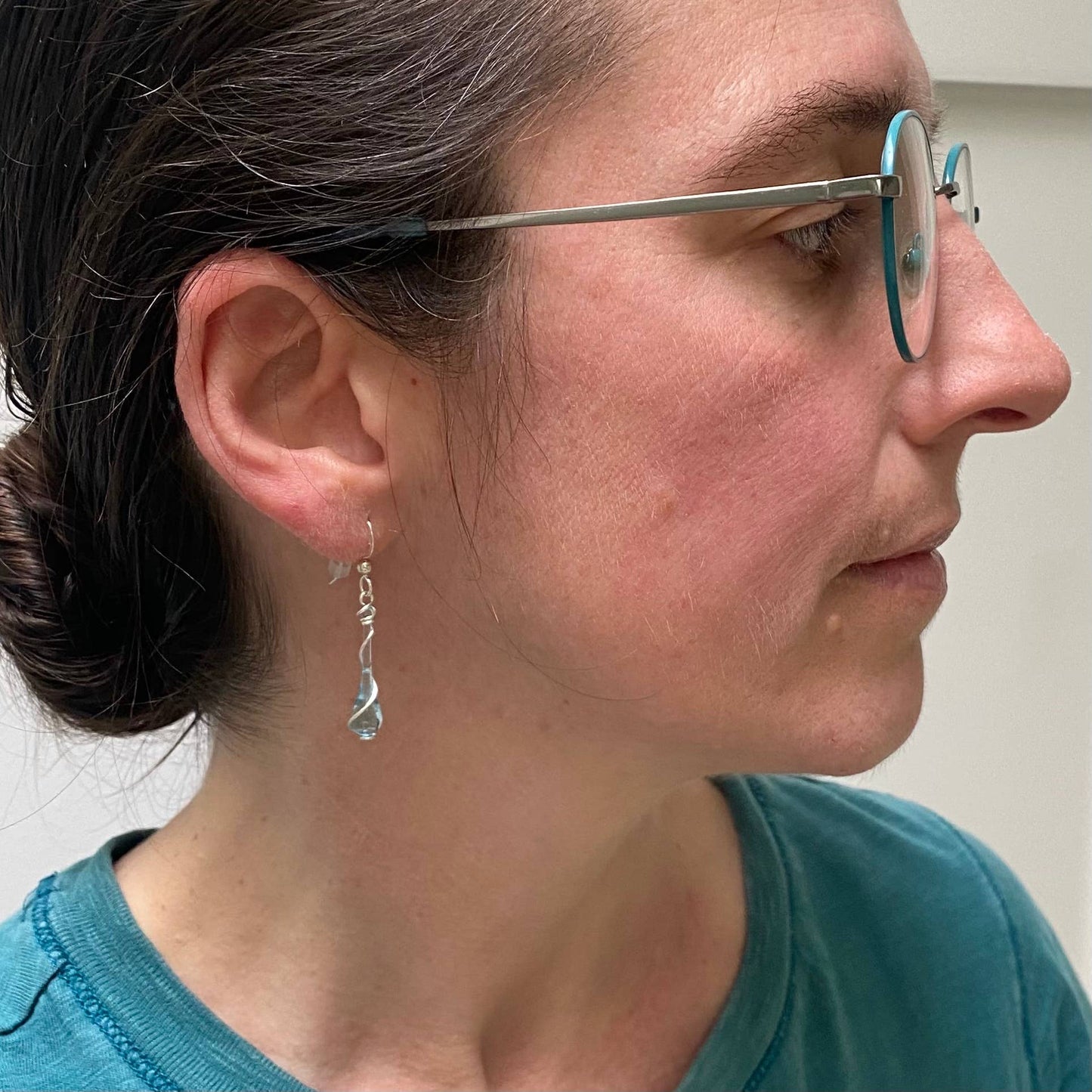Sundrop Jewelry - Colorful Glass Teardrop Earrings with Recycled Silver Spiral