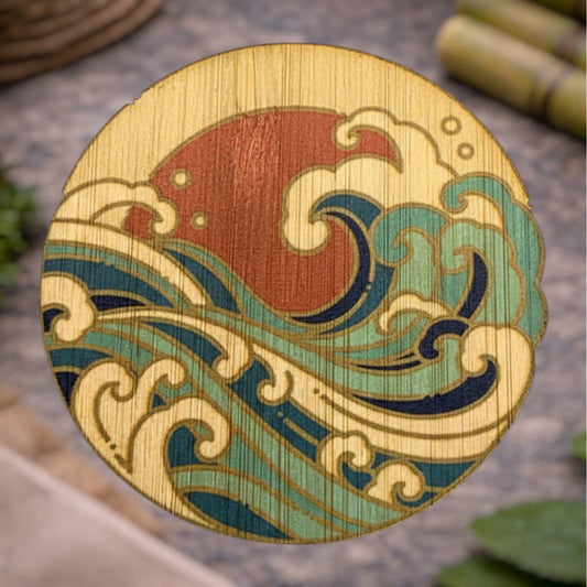 Bamboo Wood Stickers - Rushing Waves