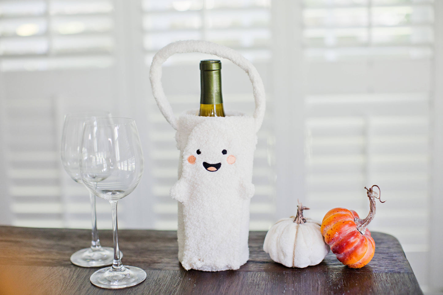 Pearhead - Ghost Sherpa Wine Bottle Gift Bag, Hostess Gift
