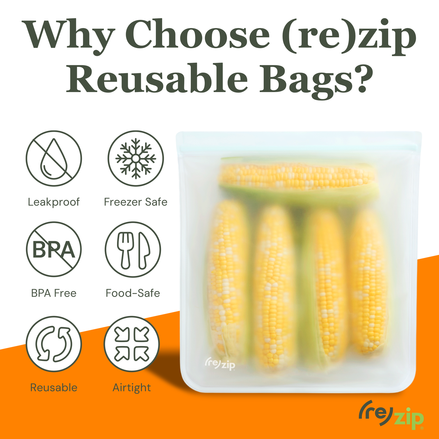 Reusable Flat Gallon Storage Bags - Clear - 2 Pack