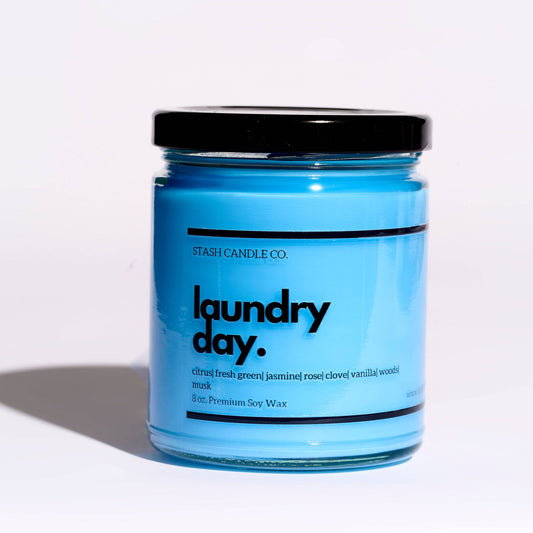 Stash Candle Co. - Laundry Day Candle, 8oz., Fresh Linen Scent, 40hr Burn Time
