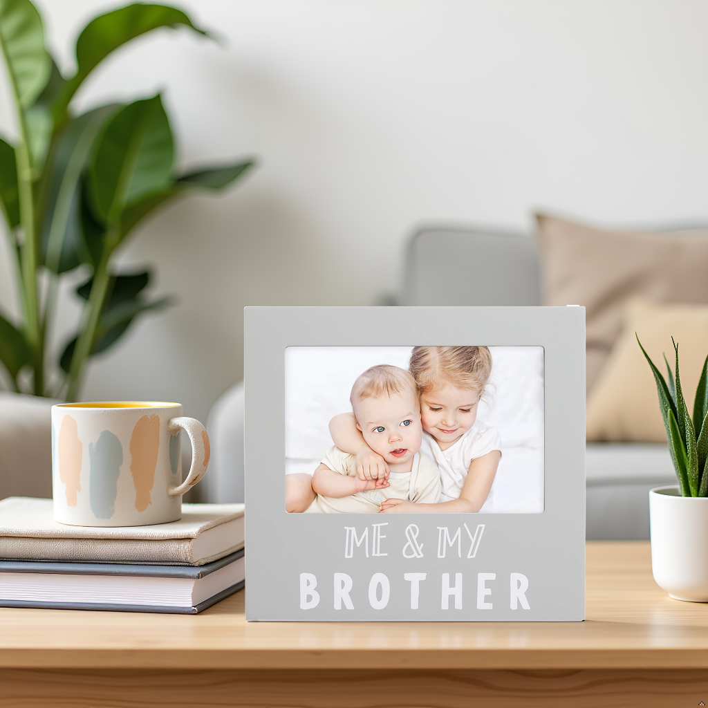 Pearhead - Me and My Brother Sentiment Picture Frame, Gray