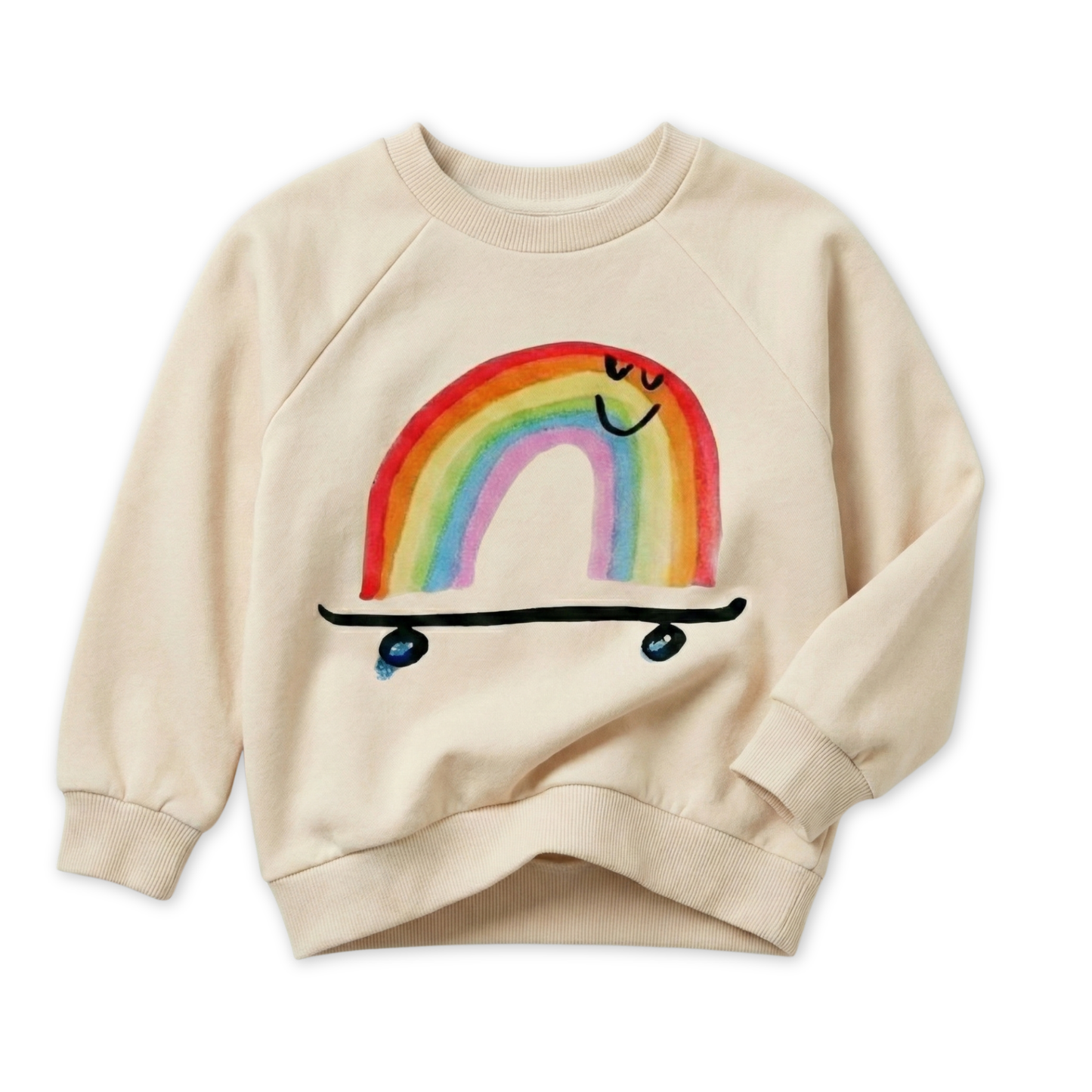Organic Cotton Sweatshirt - Rainbow Skateboard