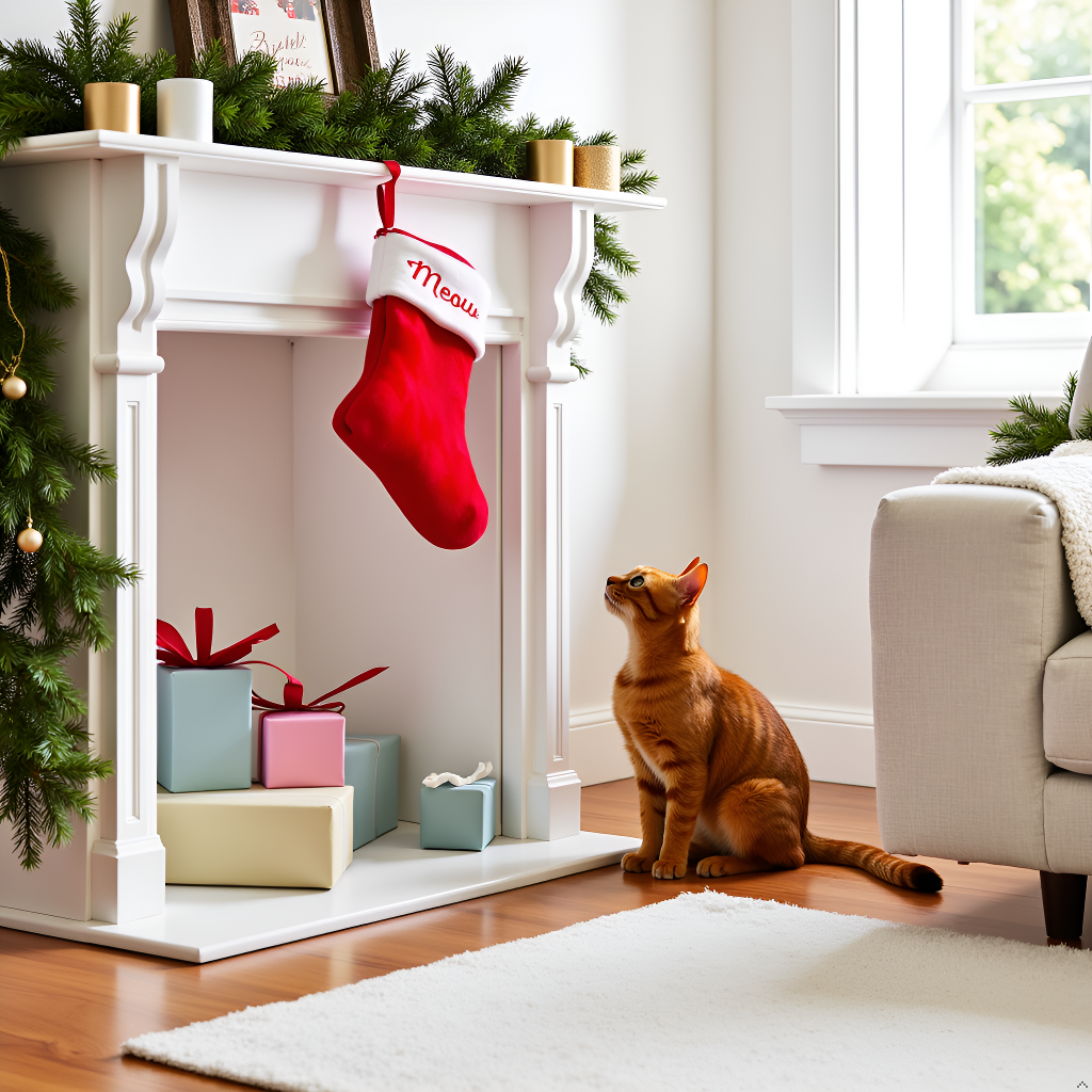 Pearhead - Meow Cat Christmas Stocking, Holiday Pet Owner Gift
