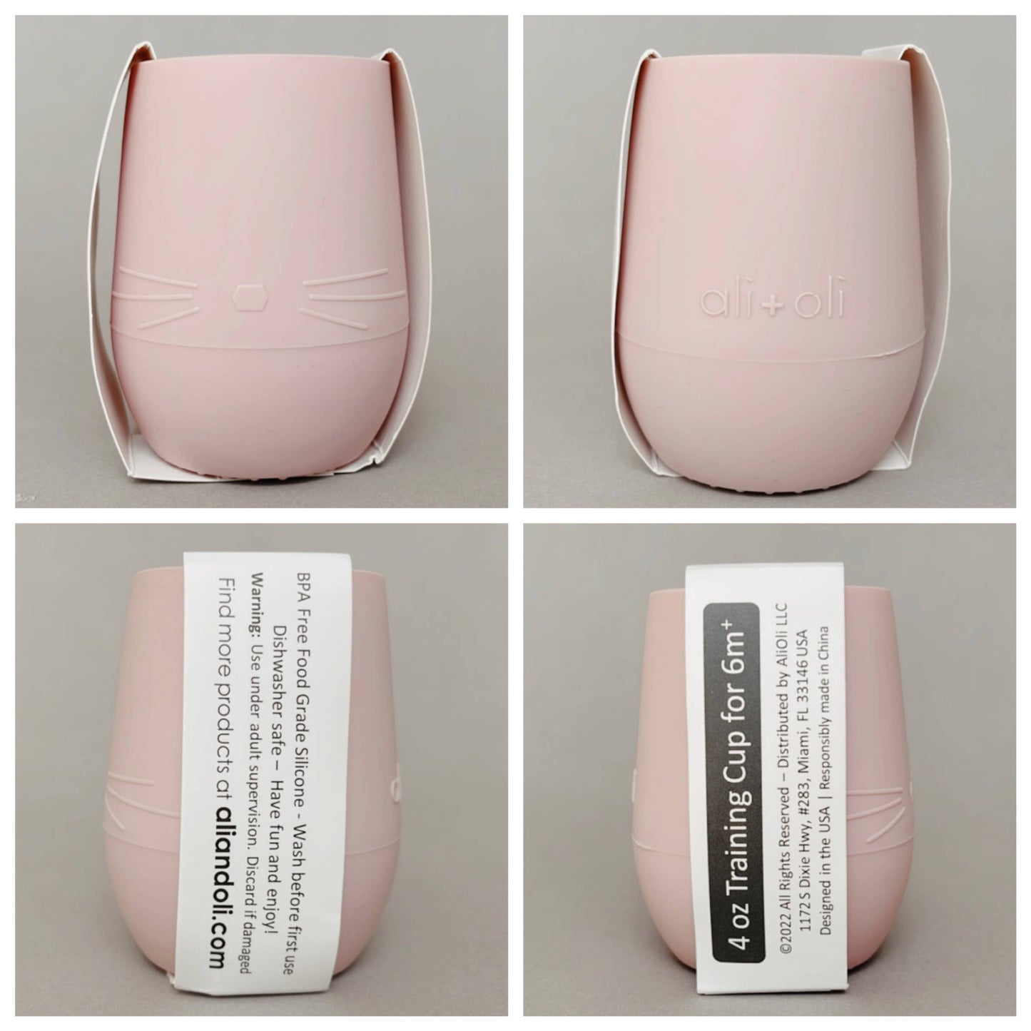 Ali+Oli - Bunny Face Silicone Open Cup for Baby & Toddle (Misty Blush)