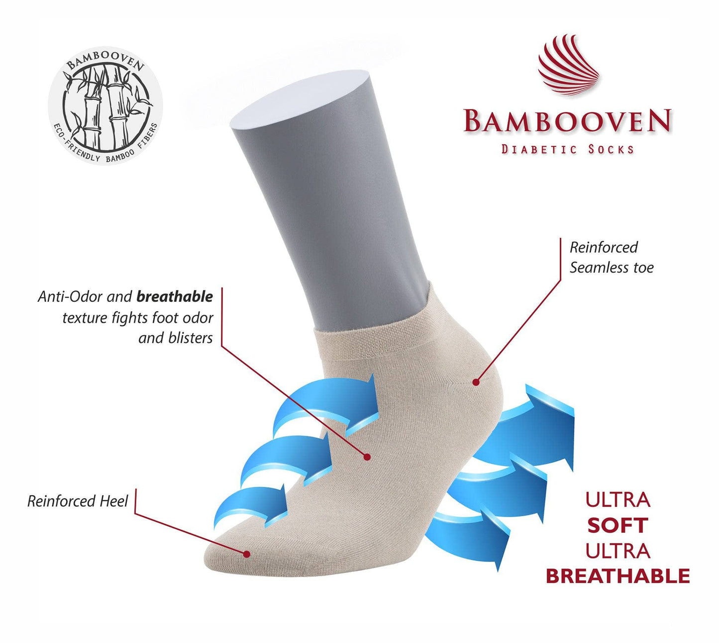Womens Bamboo Ankle Socks ''Black'' 6-Pack - 578
