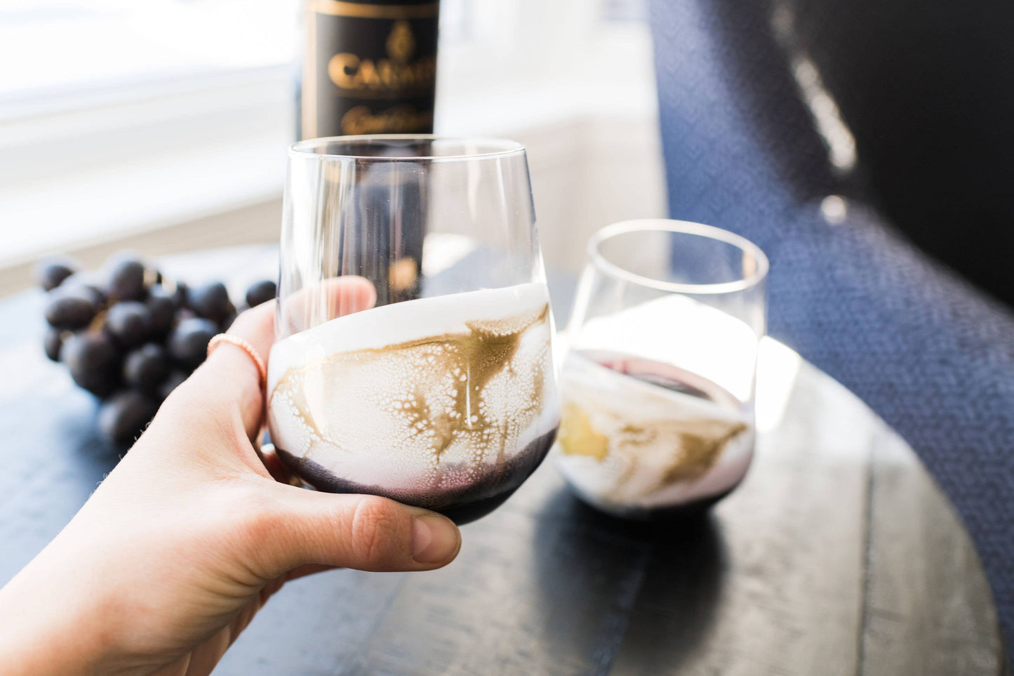 Resin Accented Wine Glasses- Price is per glass -NO TARIFFS!