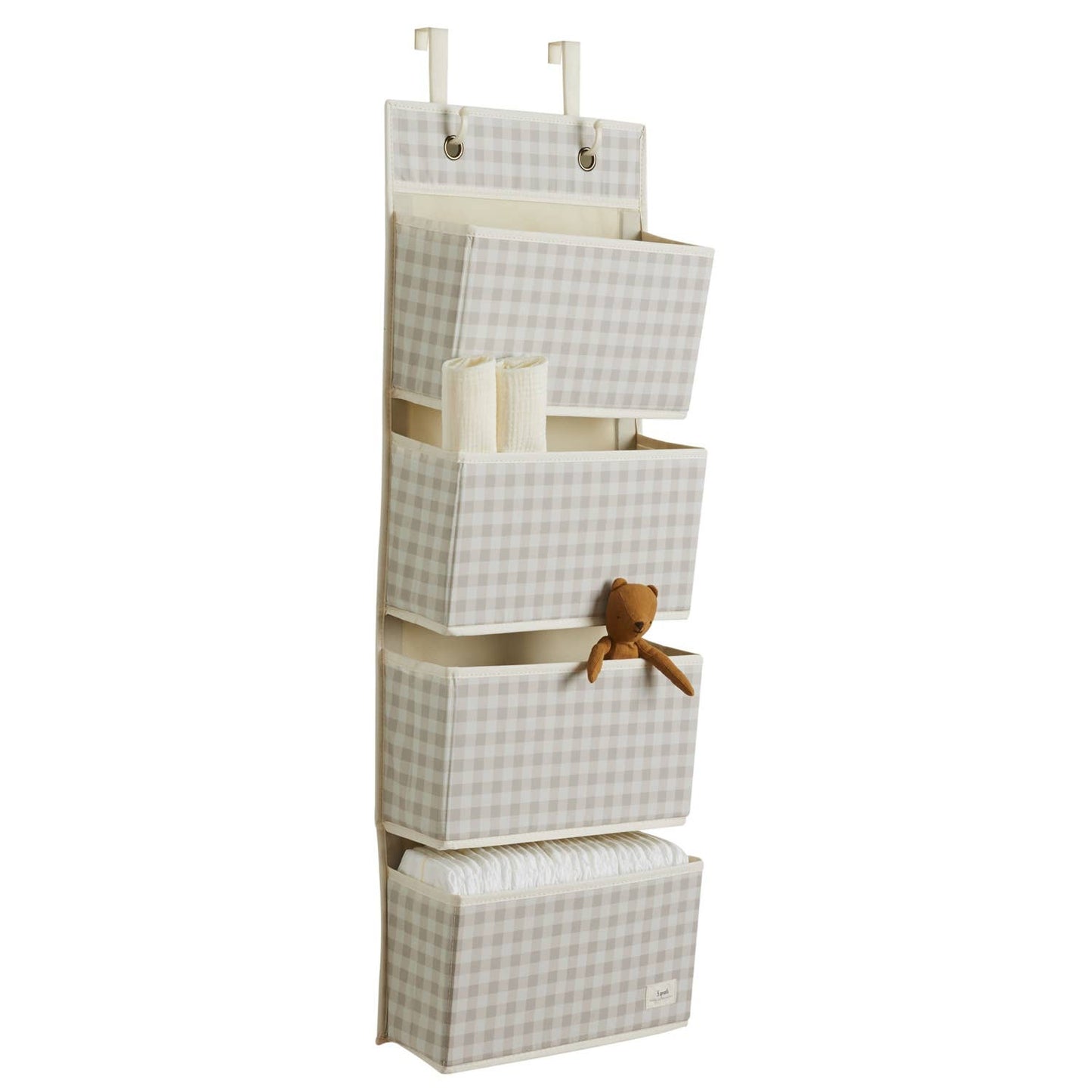 3 Sprouts - Recycled Fabric Over the Door Organizer for Nursery