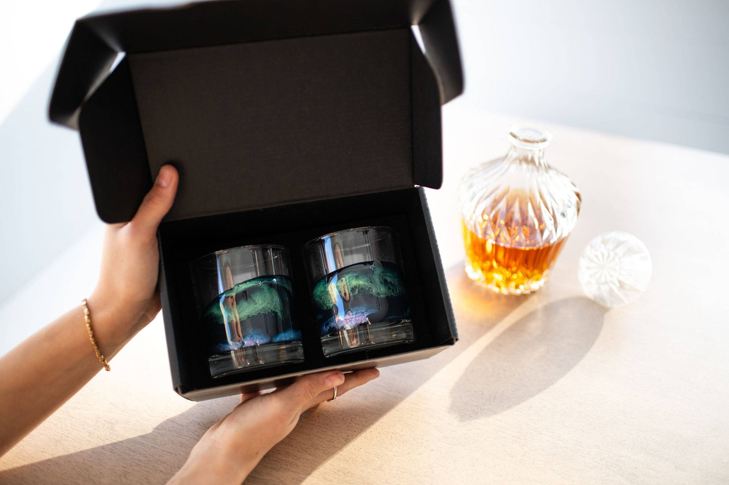Resin Accented Whisky Glasses-Price is per glass -NO TARIFFS