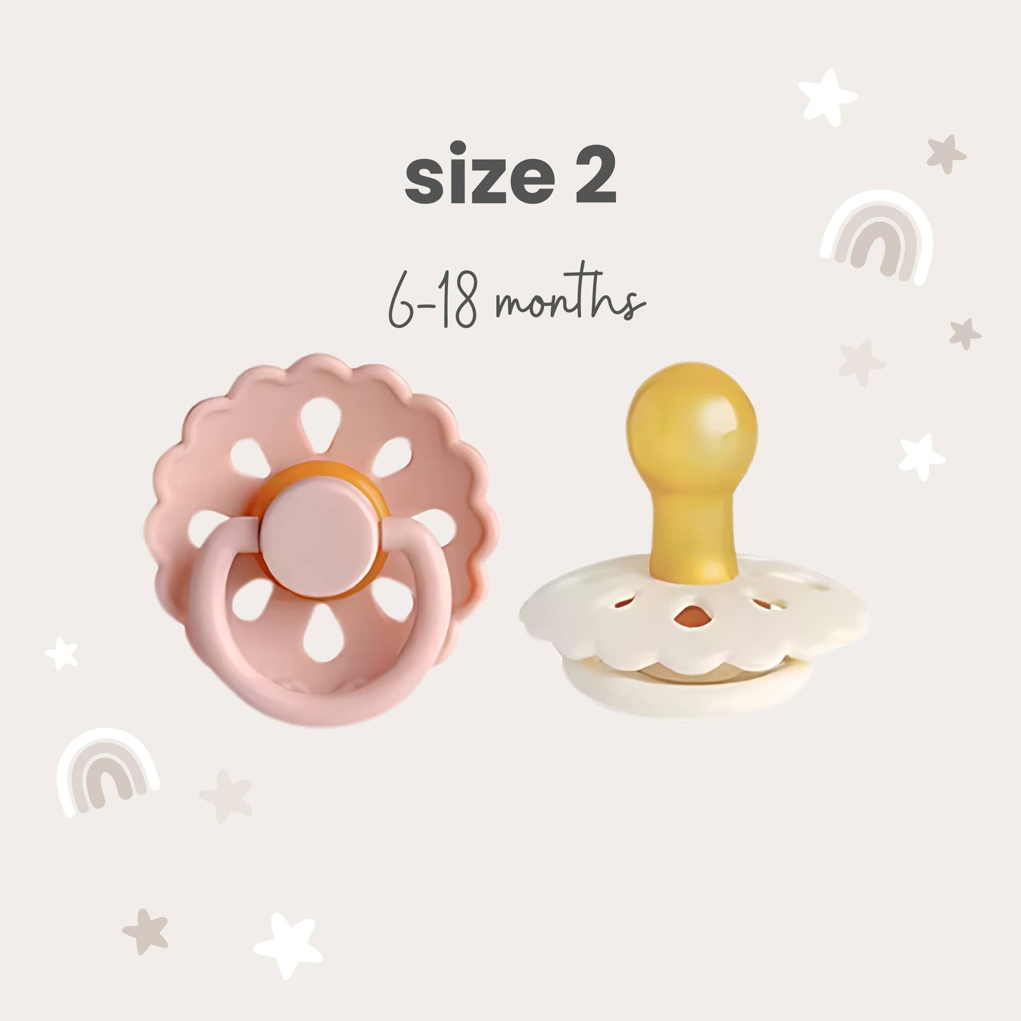 Natural Latex Pacifiers - Size 2 (6-18M) Blush & Cream
