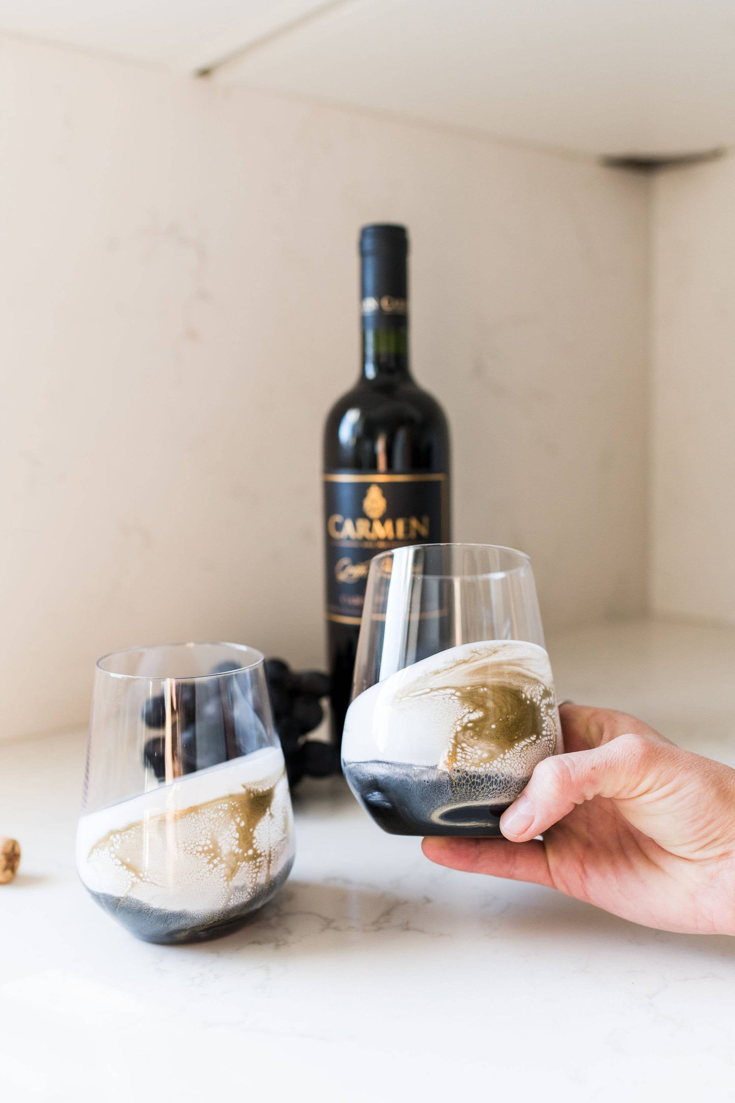 Resin Accented Wine Glasses- Price is per glass -NO TARIFFS!