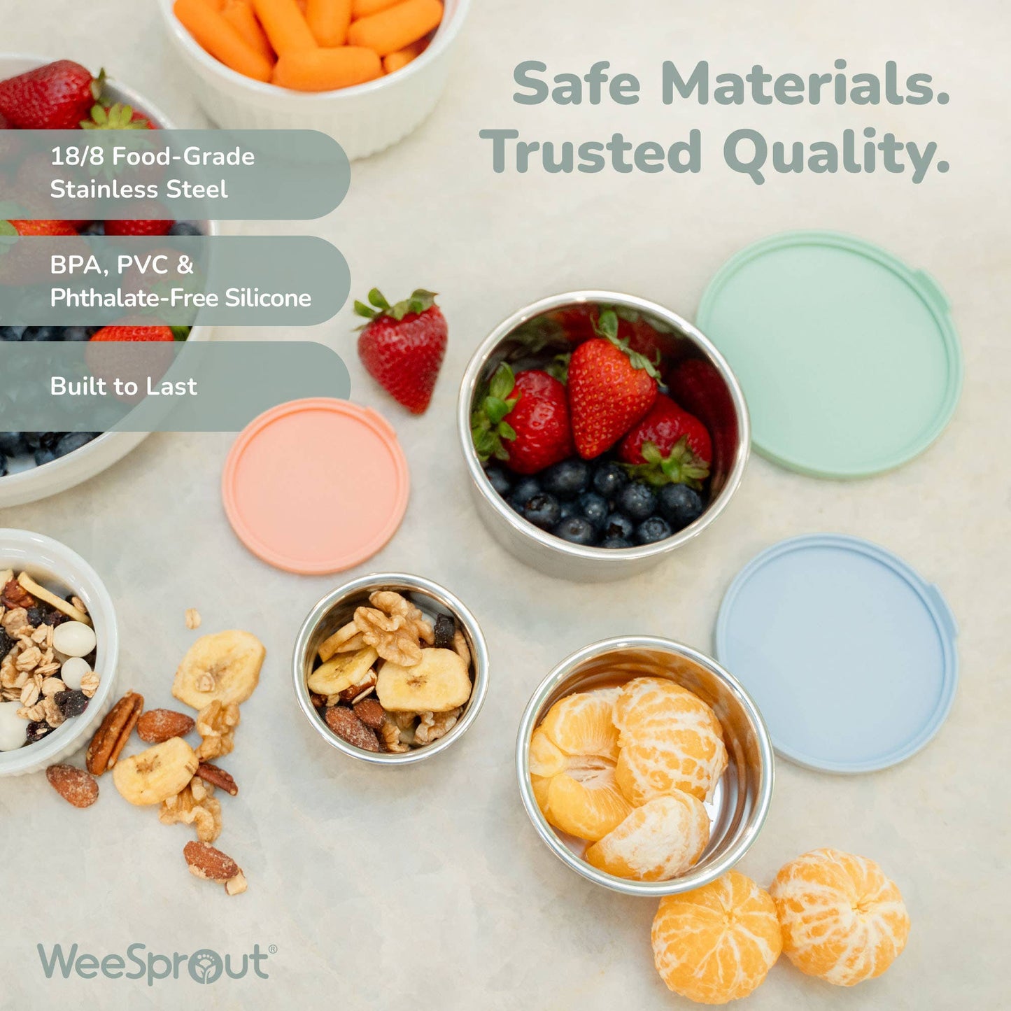 WeeSprout - Stainless Steel Nesting Storage Containers – Set of 3