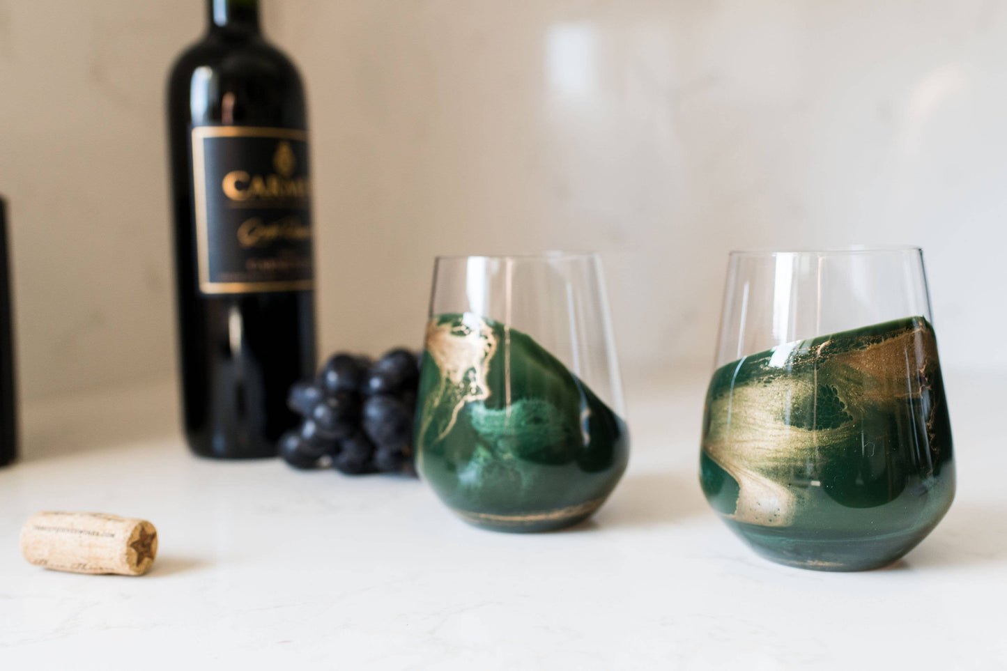 Resin Accented Wine Glasses- Price is per glass -NO TARIFFS!
