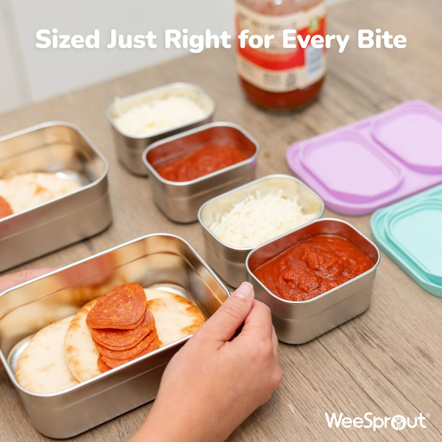 WeeSprout - Stainless Steel Bento Box Set with Silicone Lids – Set of 3