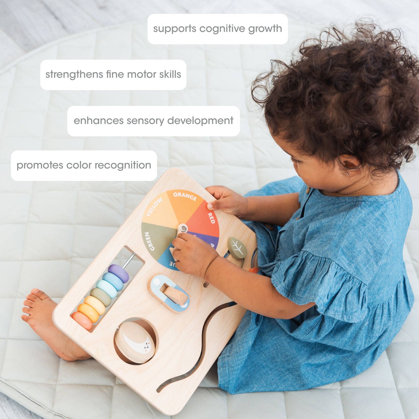 Pearhead - Wooden Busy Board, Montessori Interactive Activity Board
