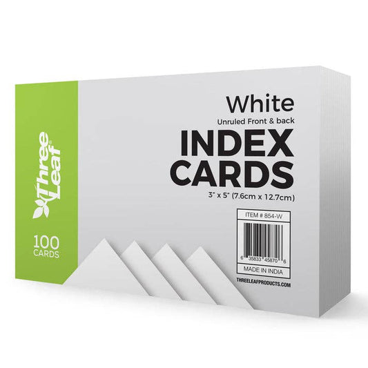 Blank Index Cards Unruled, White