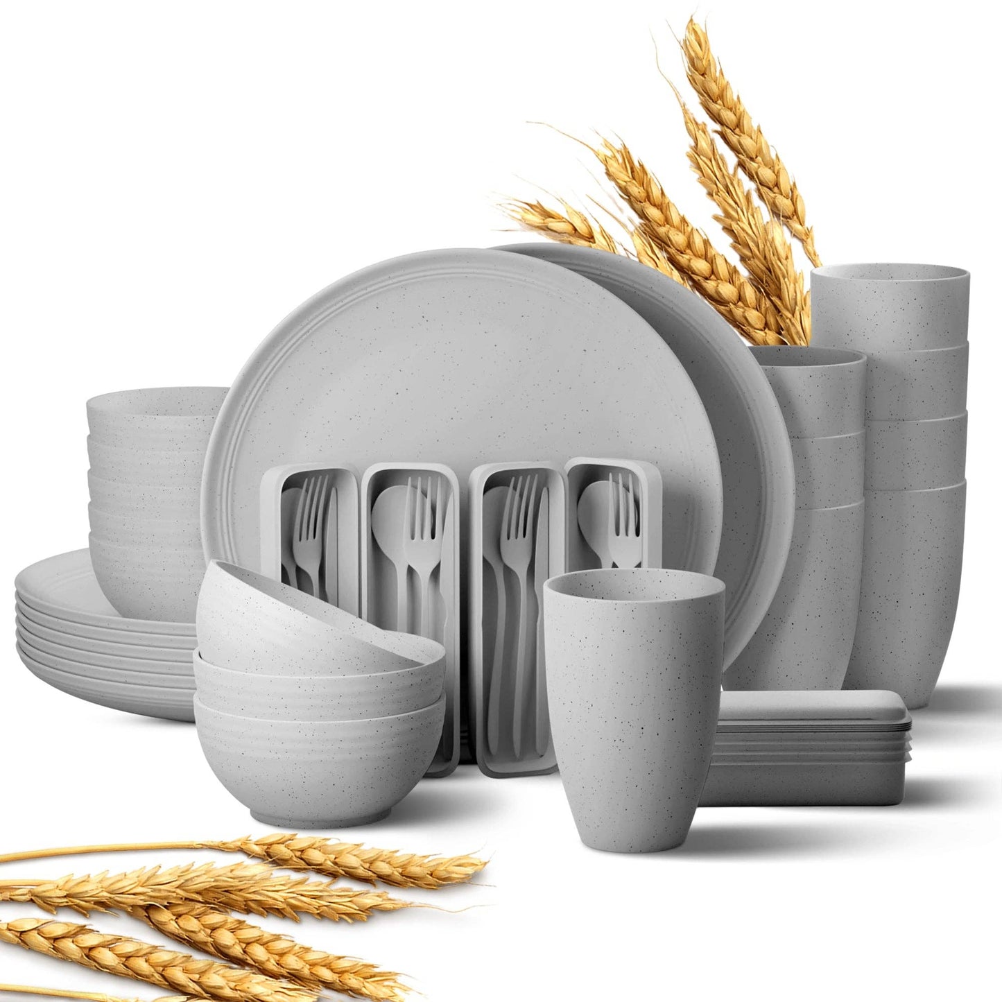 Greendish - Eco-Friendly Wheat Straw Dinnerware Combo Sets Reusable Kit