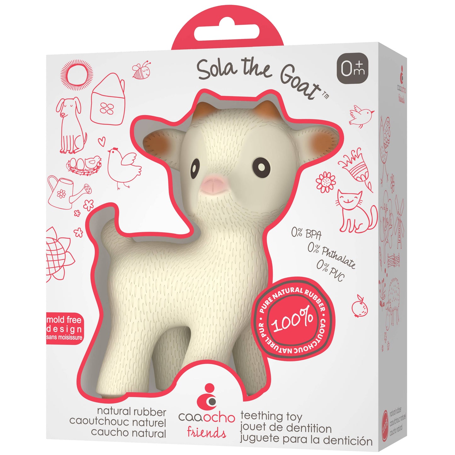 CaaOcho Natural Rubber Toys - Natural Rubber Teether Goat, Non-Toxic, Mold-free Design