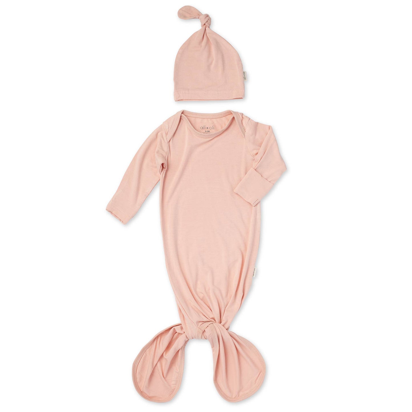 Ali+Oli - Ali+Oli Bamboo Layette Knotted Gown and Beanie for Newborns