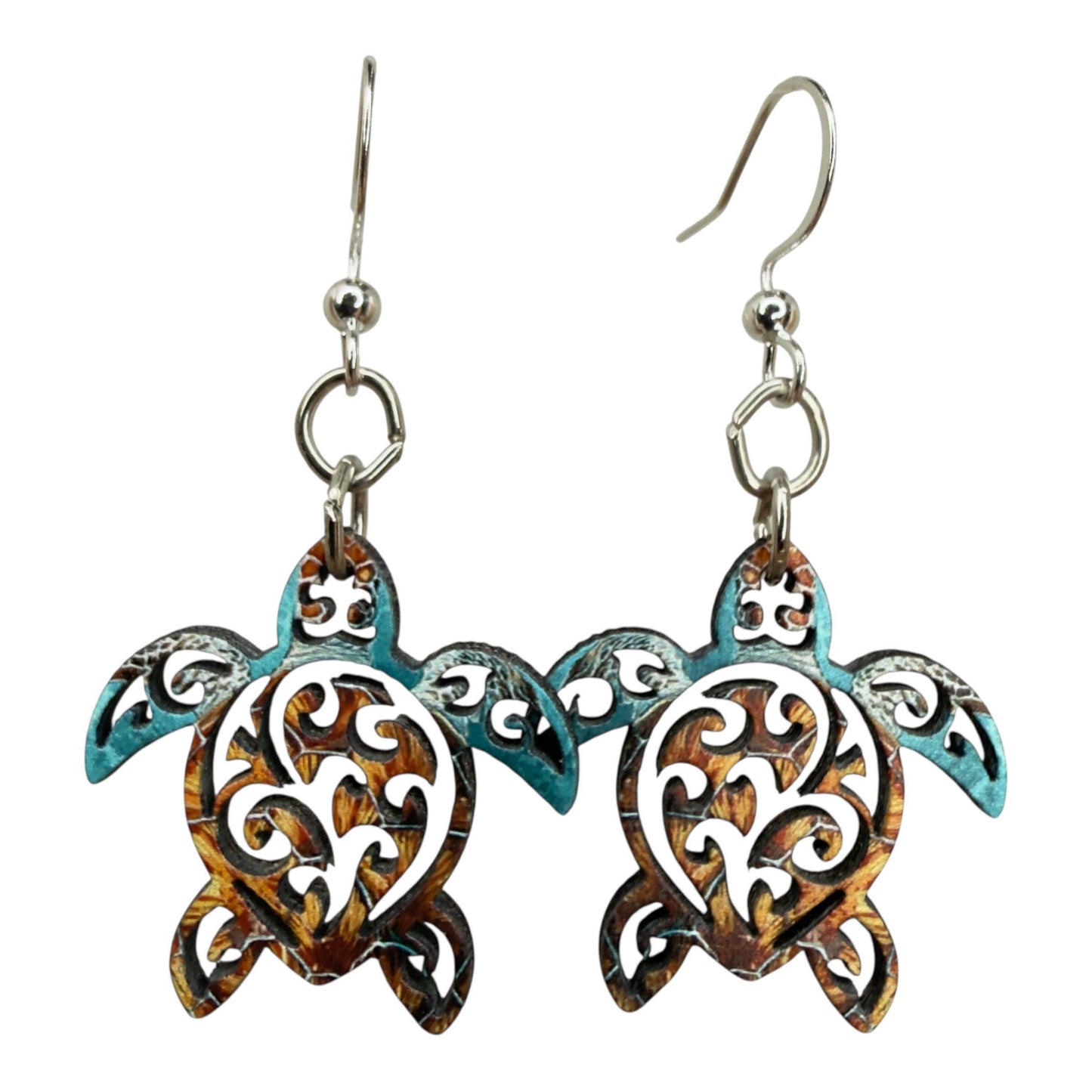 Green Tree Jewelry - Tribal Sea Turtle Earrings #1892