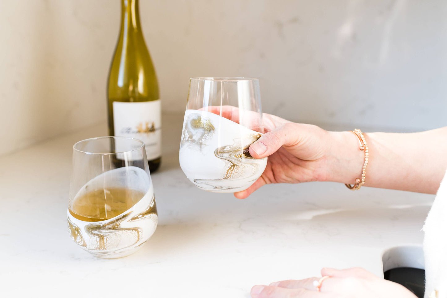 Resin Accented Wine Glasses- Price is per glass -NO TARIFFS!