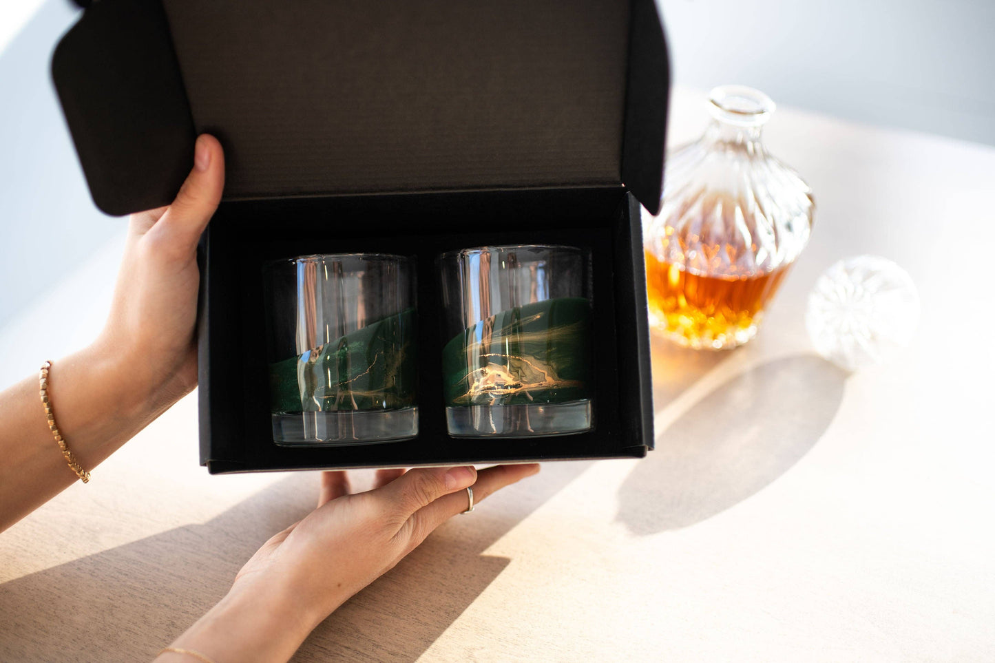 Resin Accented Whisky Glasses-Price is per glass -NO TARIFFS