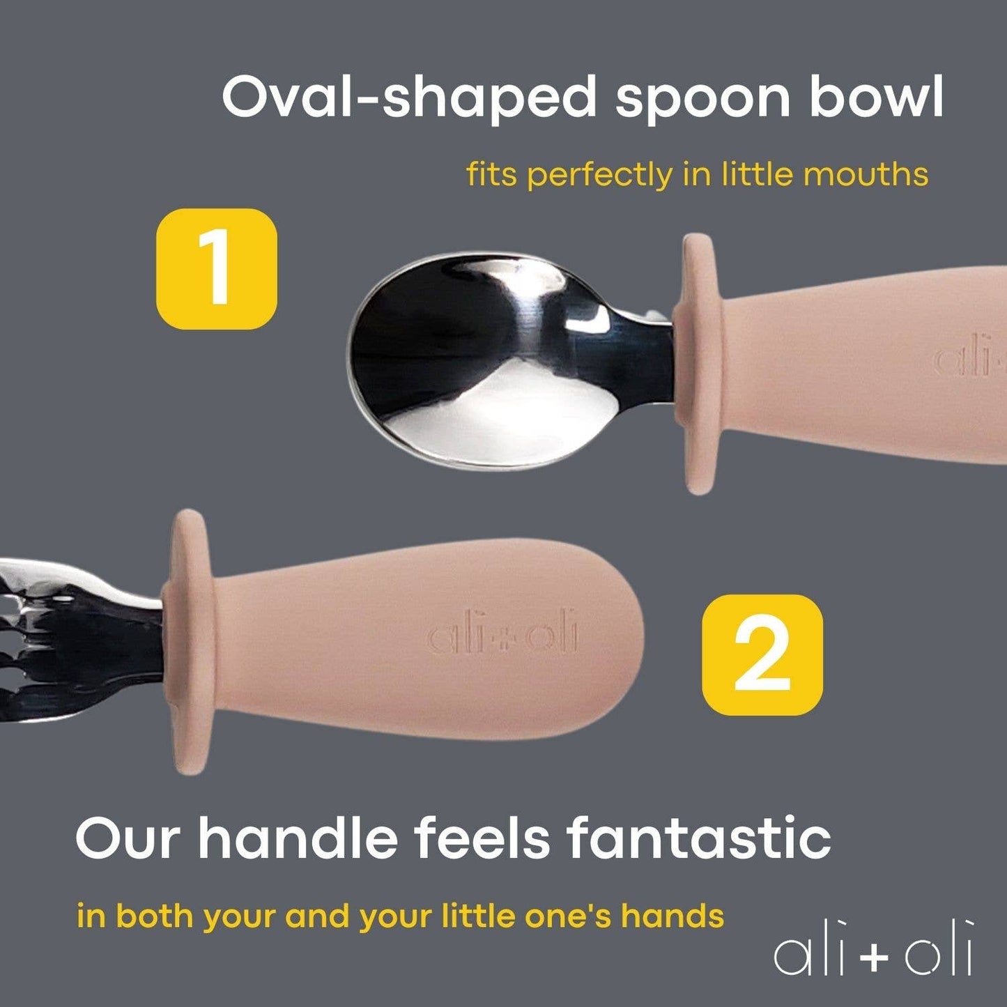 Ali+Oli - Ali+Oli Spoon & Fork Learning Set for Toddlers (Pink) 6m+