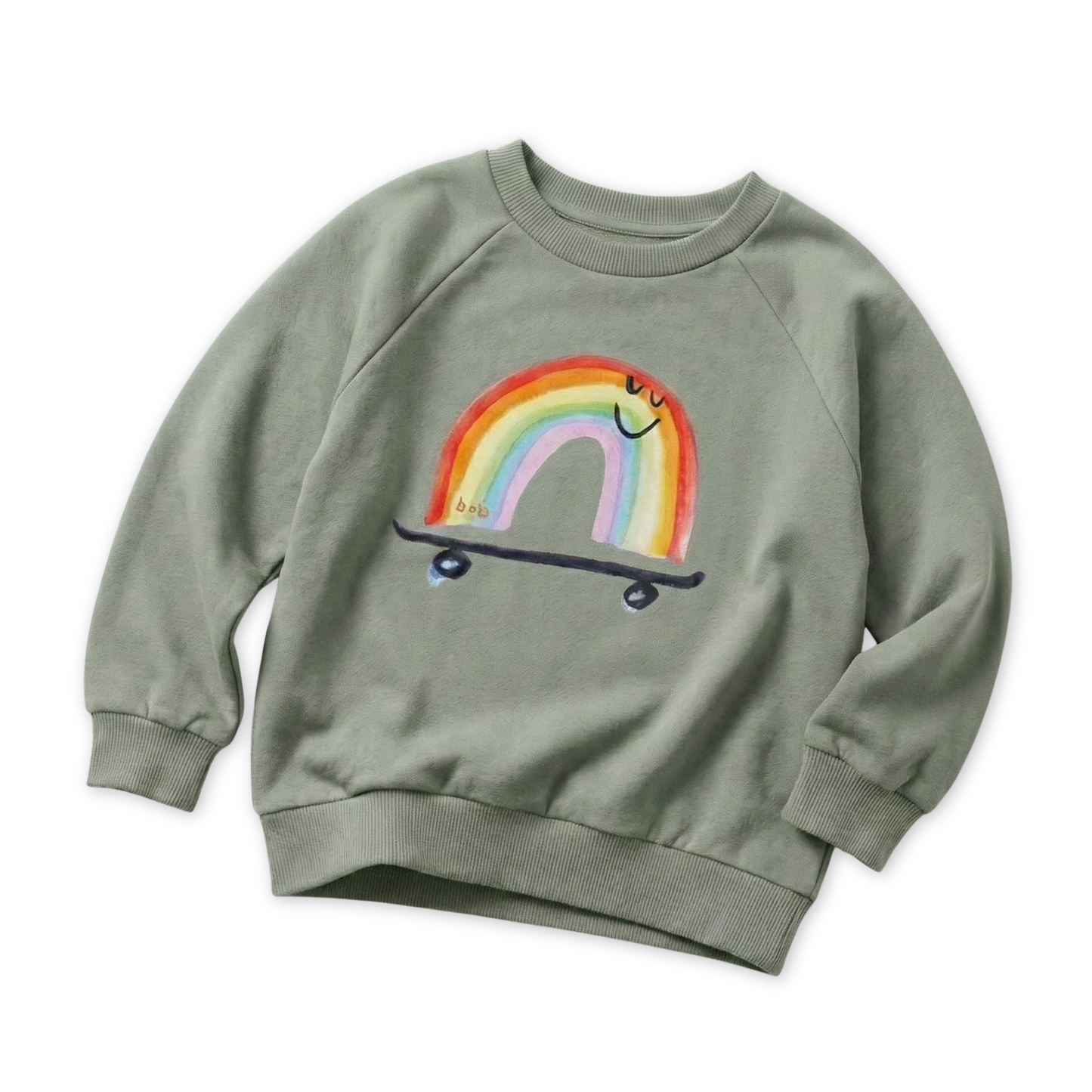 Organic Cotton Sweatshirt - Rainbow Skateboard