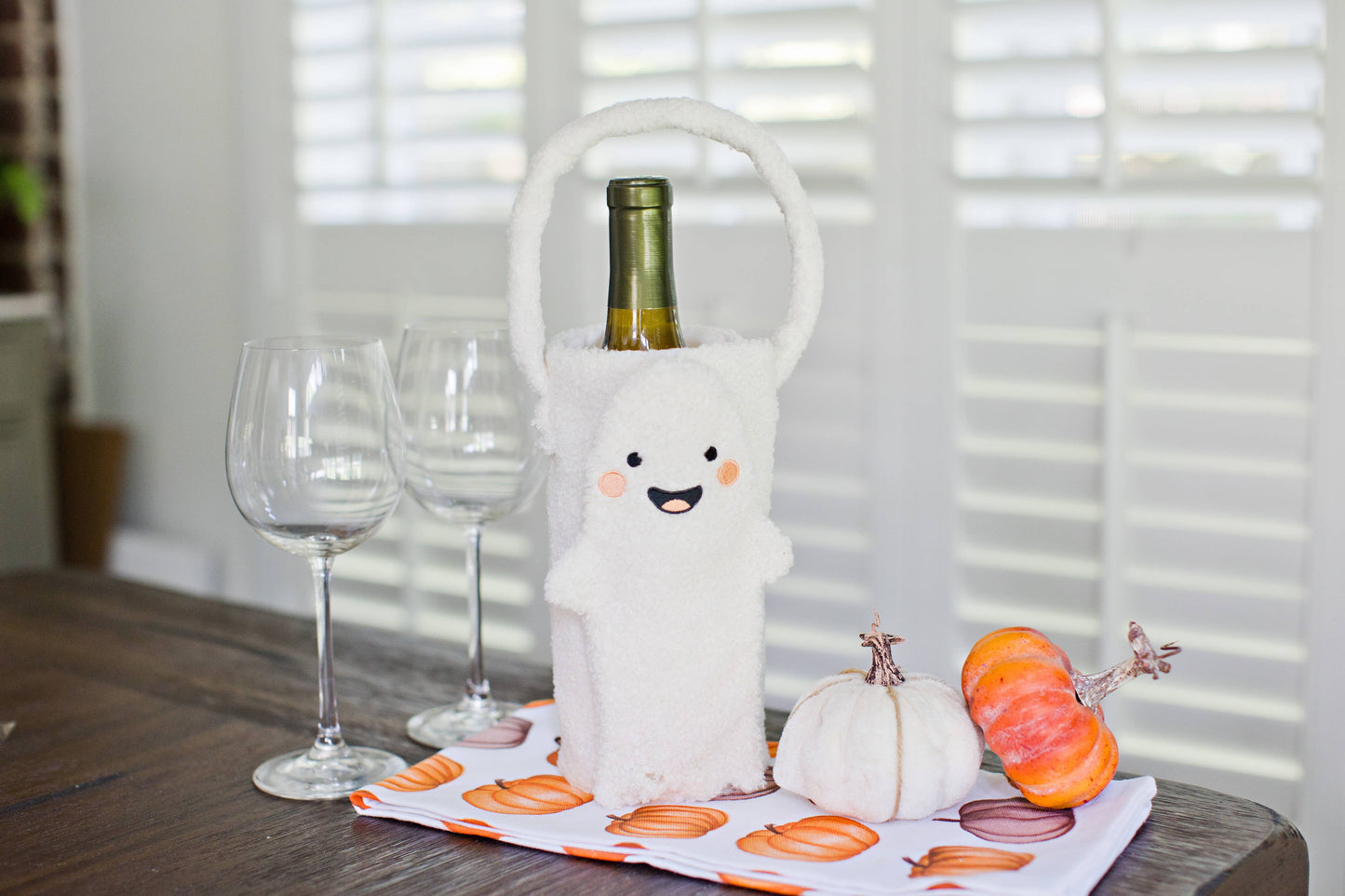 Pearhead - Ghost Sherpa Wine Bottle Gift Bag, Hostess Gift