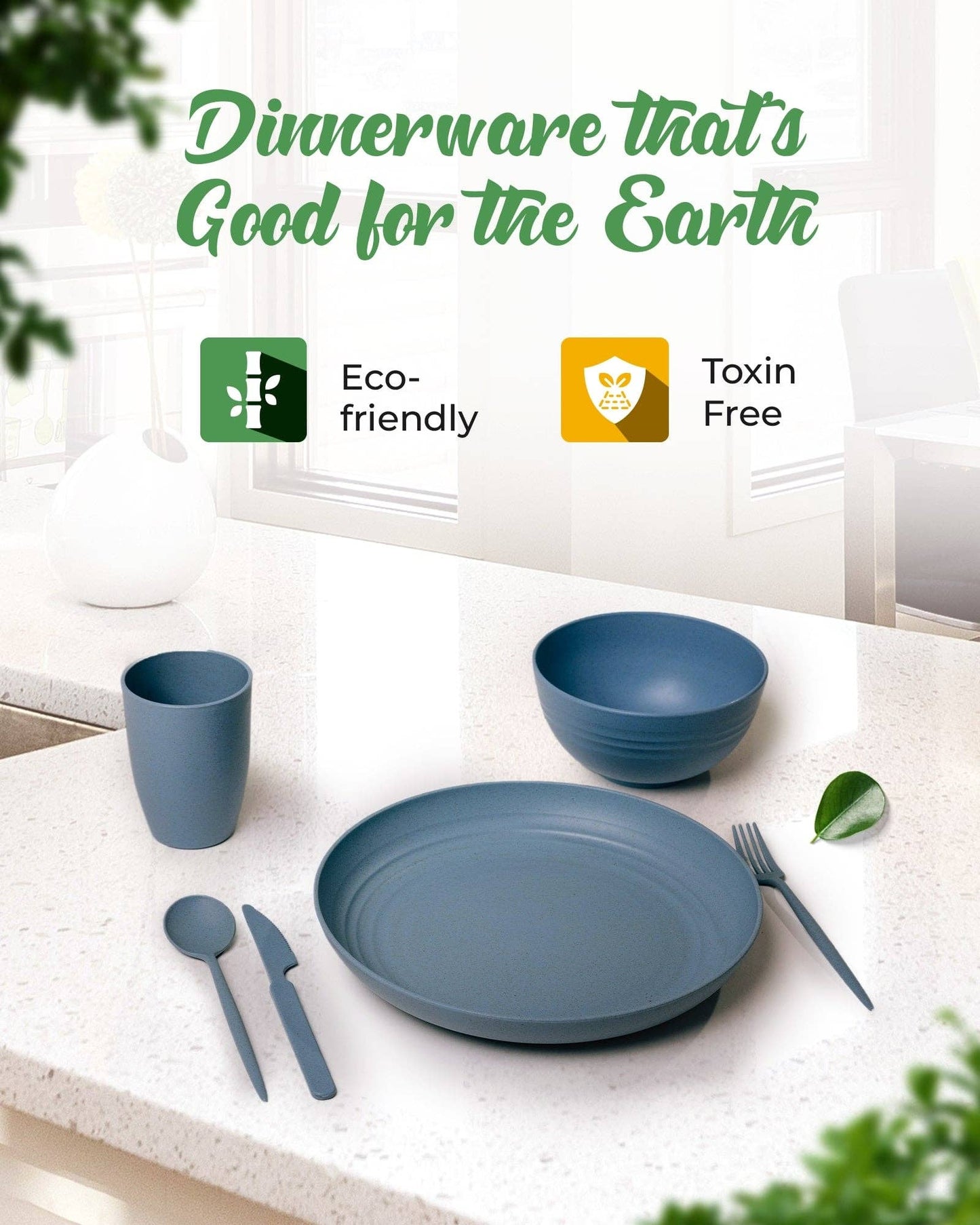 Greendish - Eco-Friendly Wheat Straw Dinnerware Combo Sets Reusable Kit