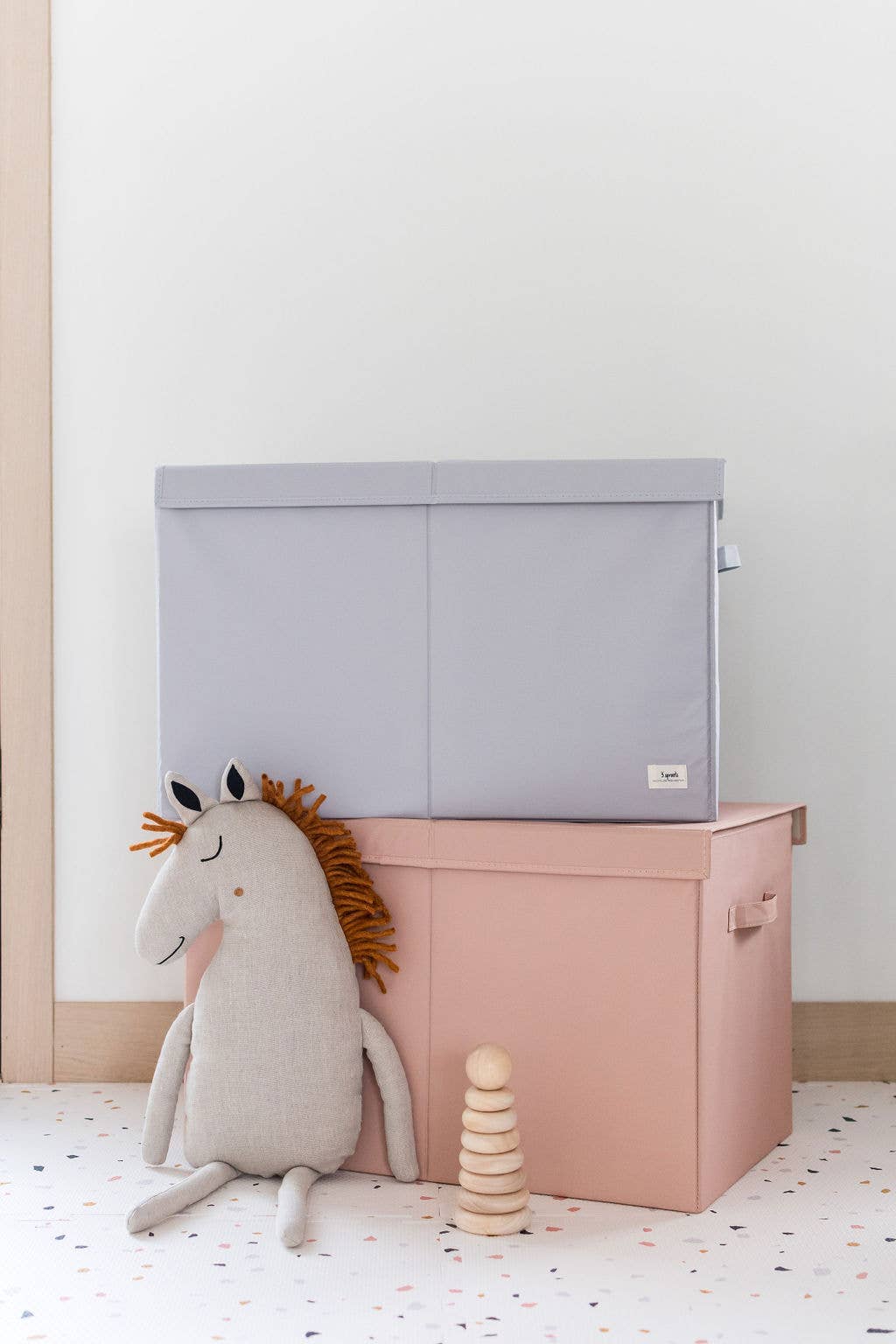 3 Sprouts - Kids Recycled Fabric Toy Chest - Solid Colors