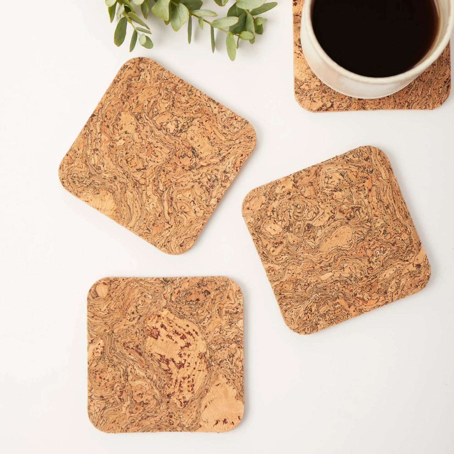Natural Cork Coasters | Square | Set of 4
