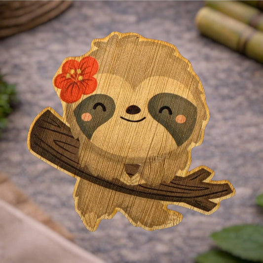 Bamboo Wood Stickers - Hawaiian Sloth
