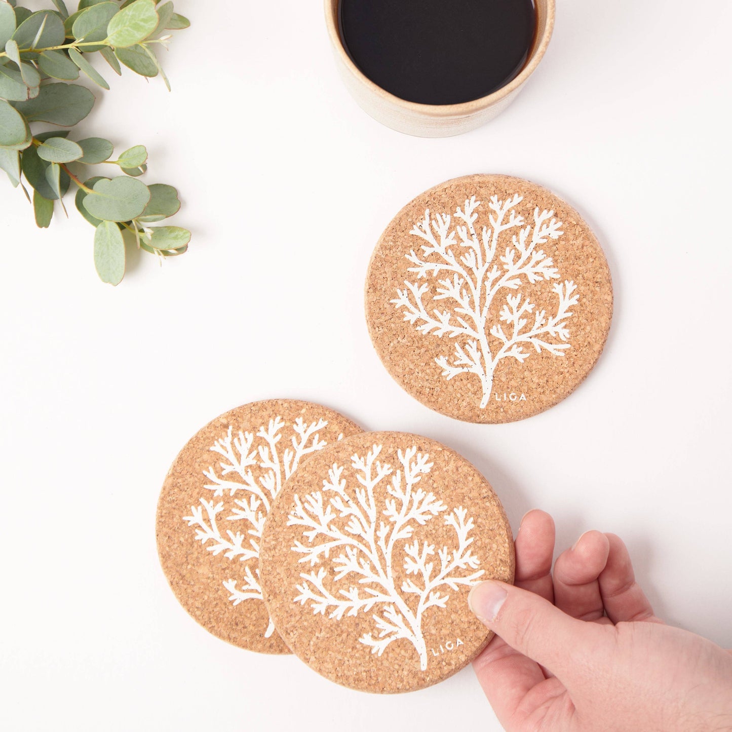 Cork Coaster | Coral