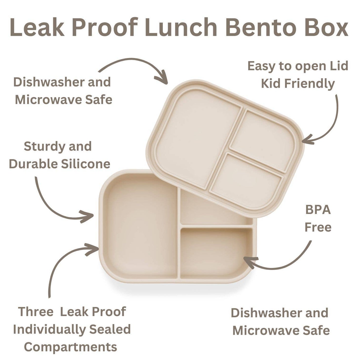 Ali+Oli - Ali+Oli Leakproof Silicone Bento Box (Coco) Back to School