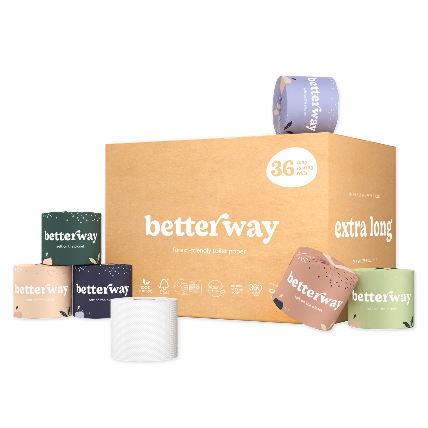 Bamboo TP Pallet - 24 Boxes/36 Rolls | White & Natural Brown