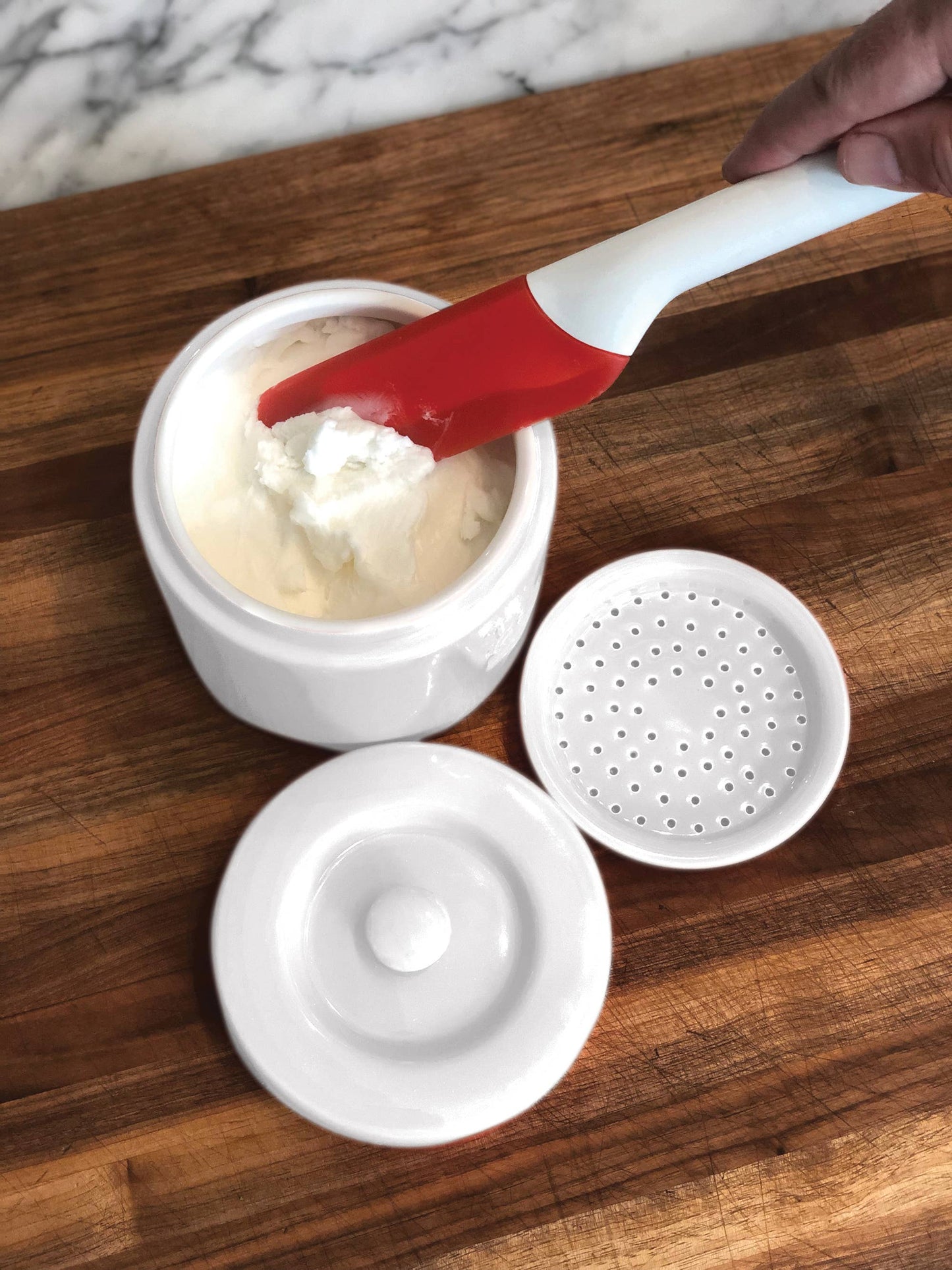 Fox Run Brands - Fox Run Porcelain Grease Container, White, 5" x 5" x 5"