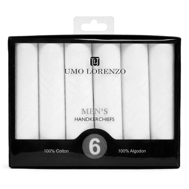 Boxed Men's Cotton Plain Handkerchiefs 6pcs Set