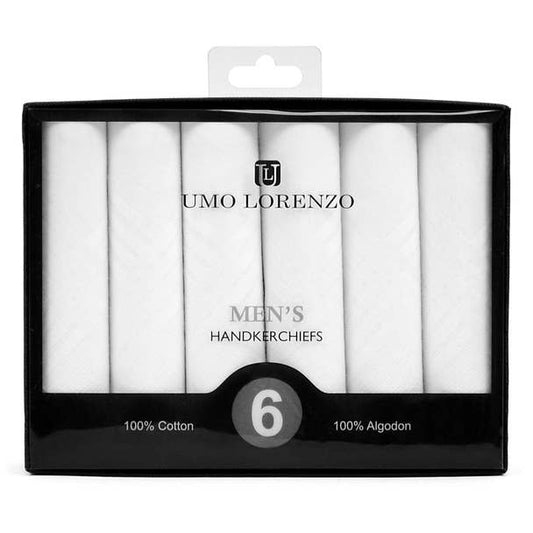 Boxed Men's Cotton Plain Handkerchiefs 6pcs Set