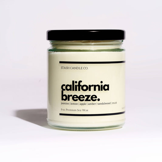 Stash Candle Co. - California Breeze Candle, 8oz. Lemon Jasmine Sandalwood