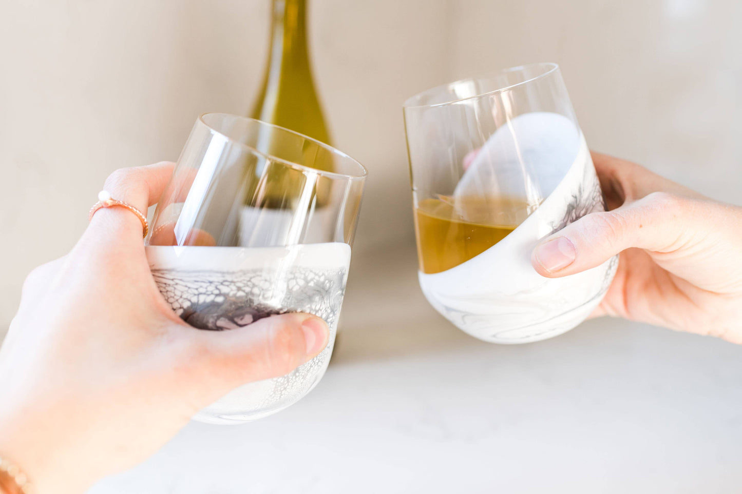 Resin Accented Wine Glasses- Price is per glass -NO TARIFFS!